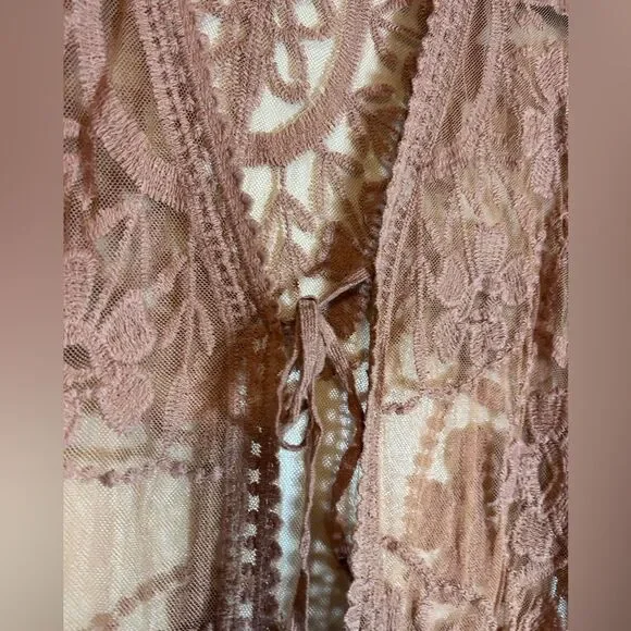 NWT Bsubseach Kimono Cover up Duster tan/light brown One Size fits Medium to XL - Picture 7 of 10